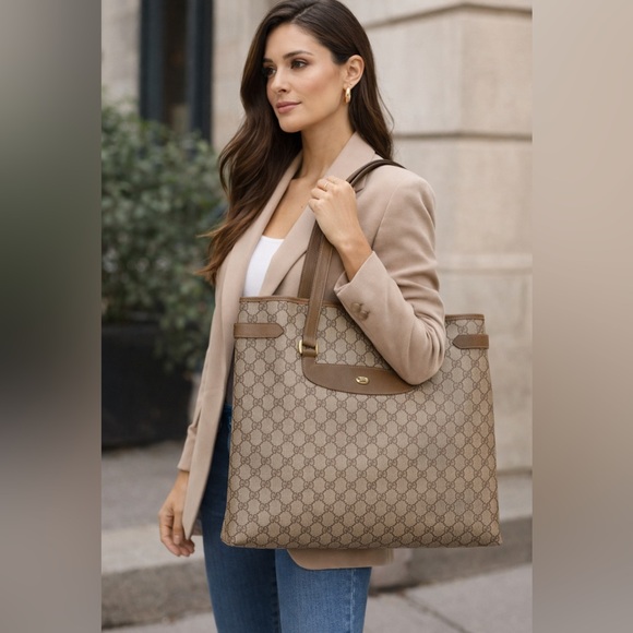 Gucci Handbags - Authentic Gucci large tote bag brown monogram coated canvas